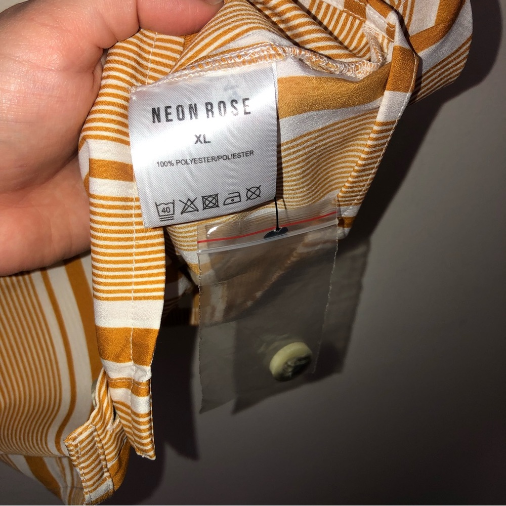 NWT Neon Rose Mustard Stripe Cropped Corset Top - Picture 3 of 4